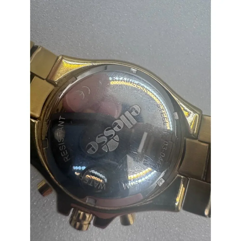 Gold-toned Ellesse Sportiva Chronograph watch 03-0442 silver sunburst dial